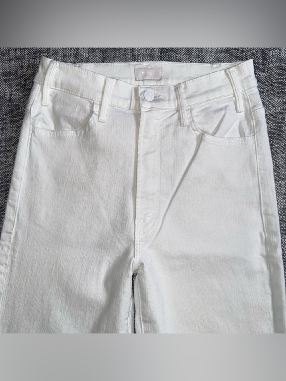 MOTHER The Hustler Ankle Fray 26 Boot Crop White High Rise Fairest Of Them All - Picture 8 of 13